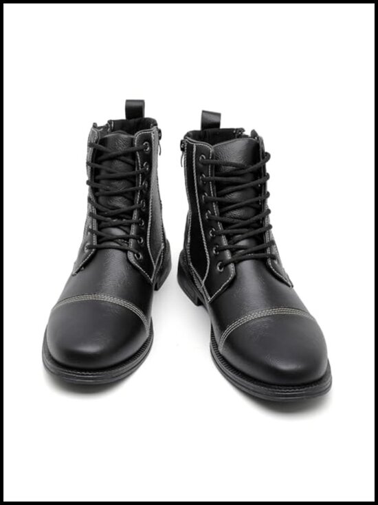 Men Oxford Boots Lace-Up Side Zipper Dress Boots Microfiber Leather Ankle Boots main image 4